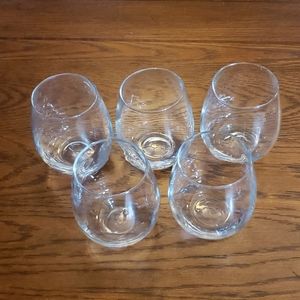 Set of five 16oz stemless wine glasses
